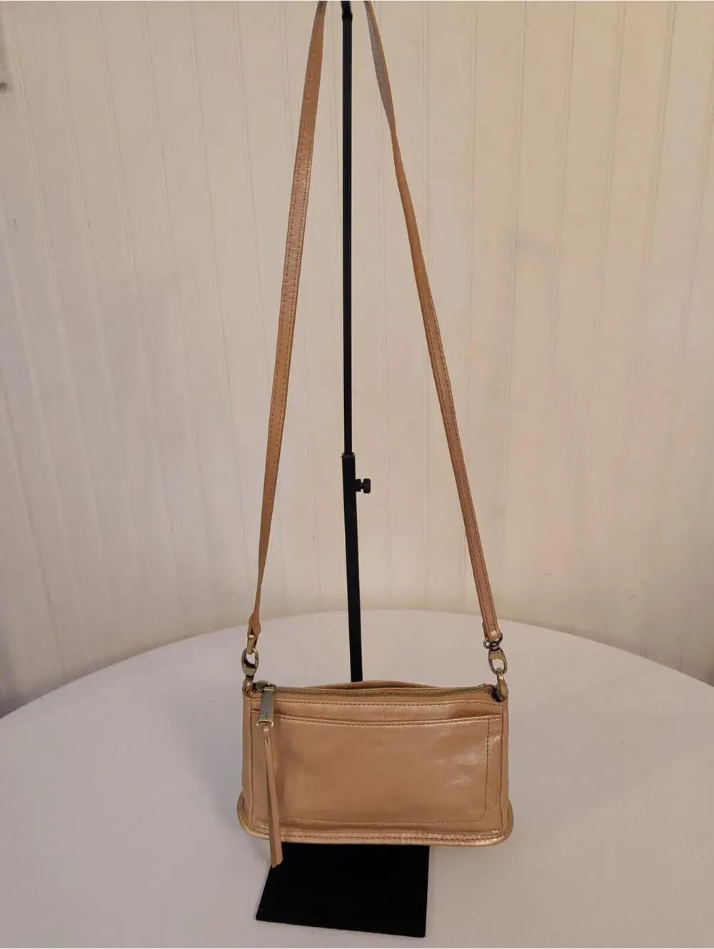 Hobo Small Gold Genuine Leather Crossbody Bag 2 Strap Options